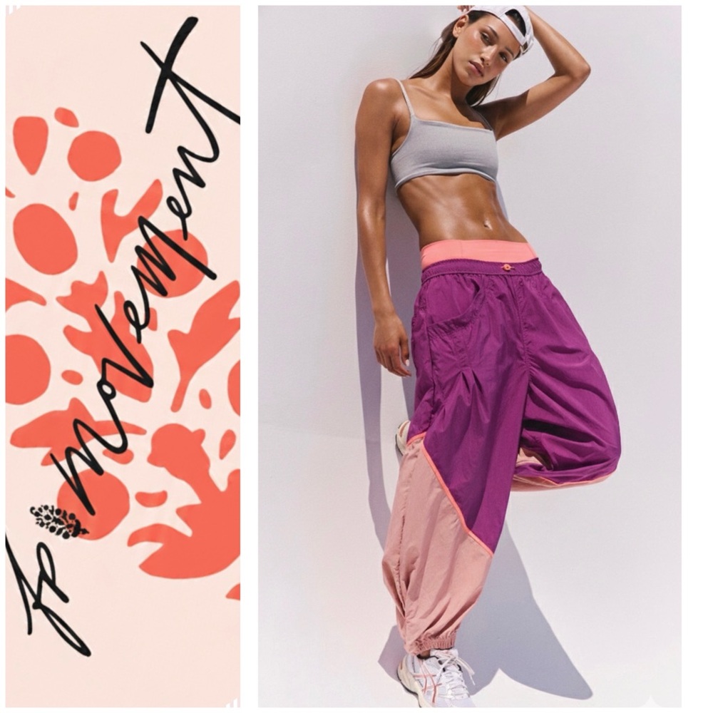 NEW Free People FP Movement Free Flow Pants Joggers Sz Large Mulberry Plum